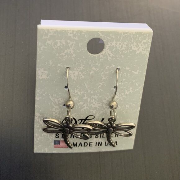Dragonfly Dangle Hypo Post Earrings 925 Sterling Silver Wheeler Jewelry USA New - Picture 2 of 5